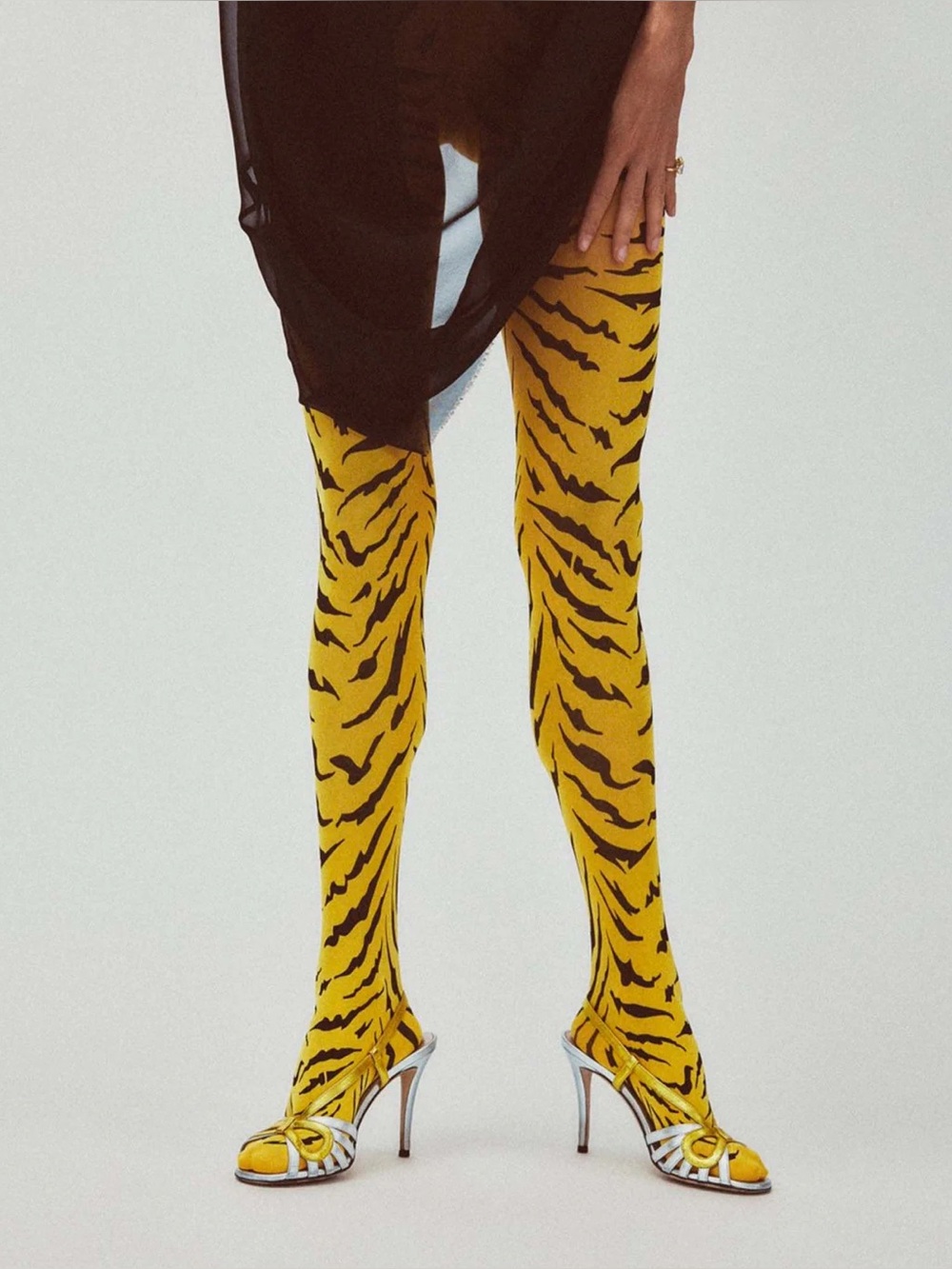 SWEDISH STOCKINGS X LEANDRA MEDINE COHEN ROXANA TIGER TIGHTS IN ORANGE - Picture 5 of 16